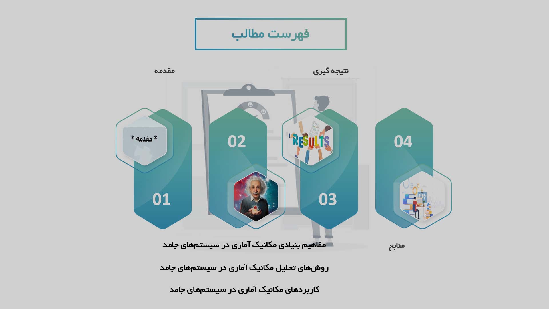 پاورپوینت در مورد تحلیل اصول مکانیک آماری در سیستم‌های جامد